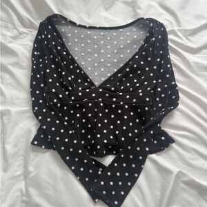 Polka Dot V-Neck Women's Top
